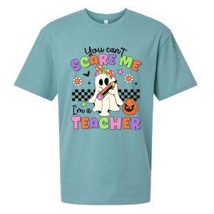 You Cant Scare Me IM A Teacher Halloween Sueded Cloud Jersey T-Shirt