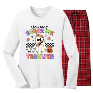 You Cant Scare Me IM A Teacher Halloween Women's Long Sleeve Flannel Pajama Set 