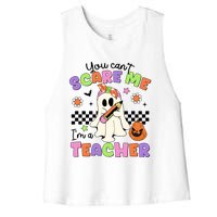 You Cant Scare Me IM A Teacher Halloween Women's Racerback Cropped Tank