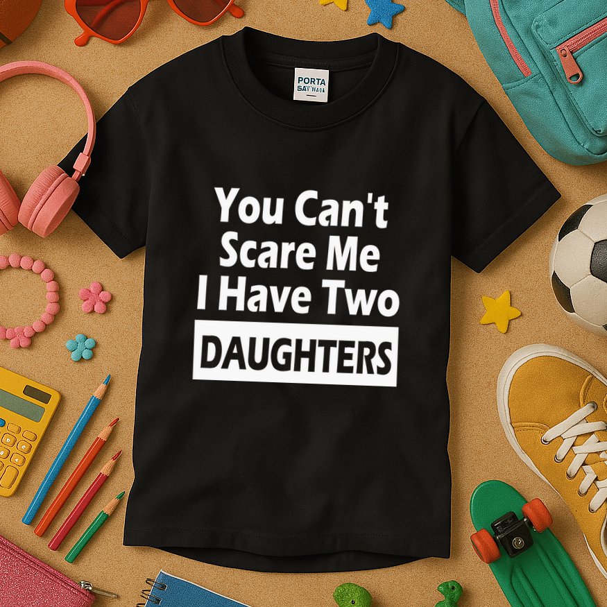 You CanT Scare Me I Have Two Daughters Kids T-Shirt