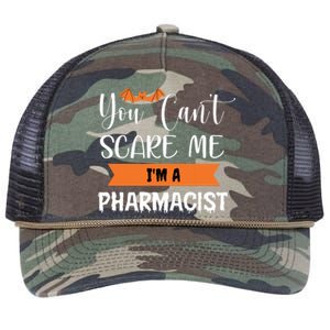 You Cant Scare Me Im A Pharmacist Funny Halloween Retro Rope Trucker Hat Cap