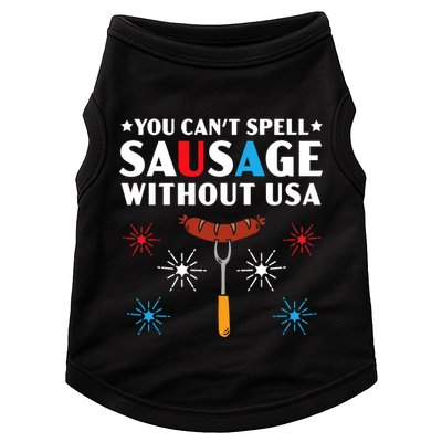 You CanT Spell Sausage Without Usa 4th Of July Doggie Tank