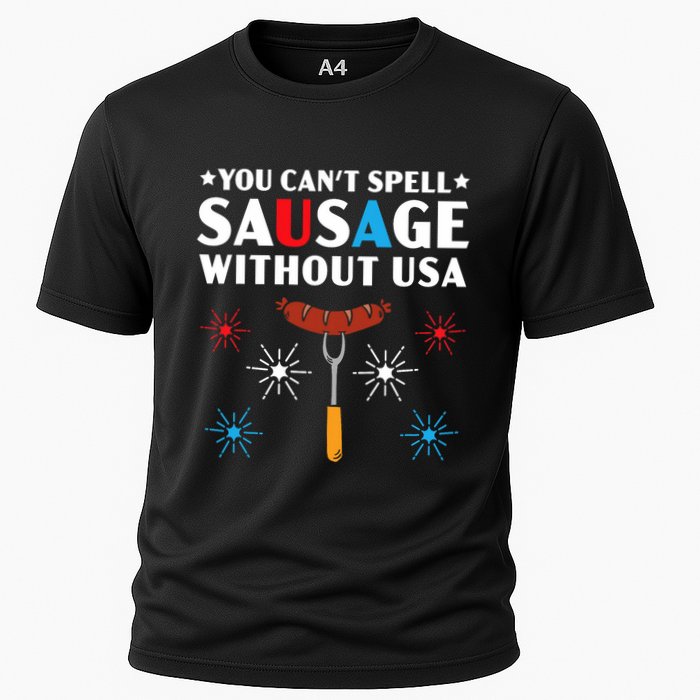 You CanT Spell Sausage Without Usa 4th Of July Cooling Performance Crew T-Shirt