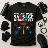 You CanT Spell Sausage Without Usa 4th Of July Cooling Performance Crew T-Shirt
