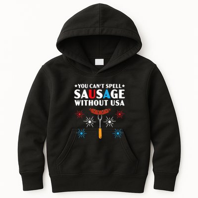 You CanT Spell Sausage Without Usa 4th Of July Kids Hoodie