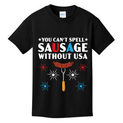 You CanT Spell Sausage Without Usa 4th Of July Kids T-Shirt