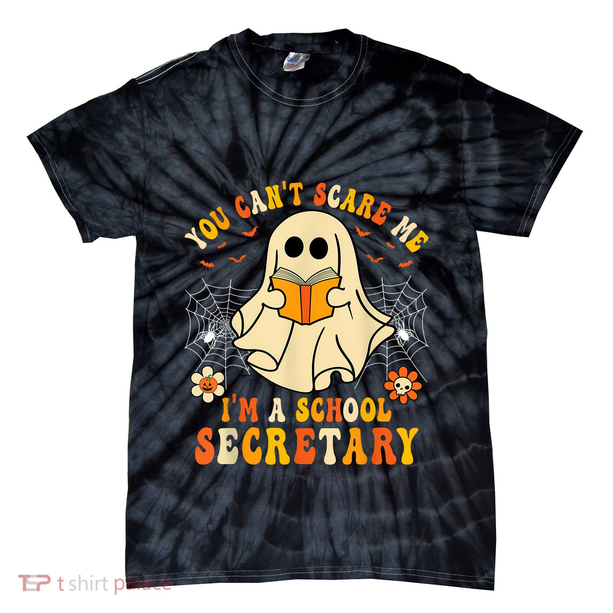 You CanT Scare Me IM A School Secretary Halloween Candy Tie-Dye T-Shirt