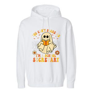 You CanT Scare Me IM A School Secretary Halloween Candy Garment-Dyed Fleece Hoodie