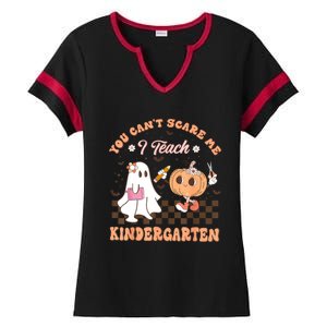 You Cant Scare Me I Teach Kindergarten Teacher Halloween Ladies Halftime Notch Neck Tee