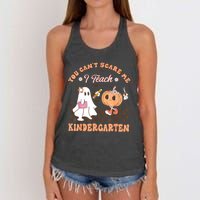 You Cant Scare Me I Teach Kindergarten Teacher Halloween Women's Knotted Racerback Tank