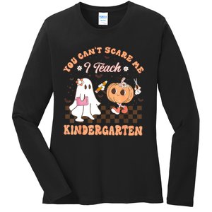 You Cant Scare Me I Teach Kindergarten Teacher Halloween Ladies Long Sleeve Shirt