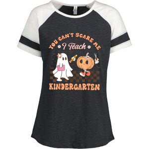 You Cant Scare Me I Teach Kindergarten Teacher Halloween Enza Ladies Jersey Colorblock Tee