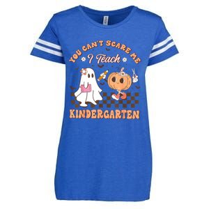 You Cant Scare Me I Teach Kindergarten Teacher Halloween Enza Ladies Jersey Football T-Shirt