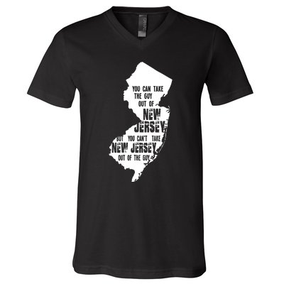 You Can Take The Guy Out Of New Jersey Usa America Guy V-Neck T-Shirt