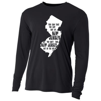 You Can Take The Guy Out Of New Jersey Usa America Guy Cooling Performance Long Sleeve Crew