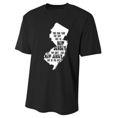 You Can Take The Guy Out Of New Jersey Usa America Guy Performance Sprint T-Shirt