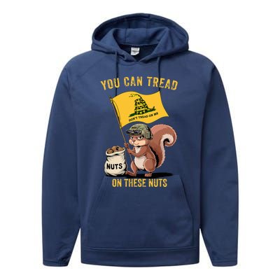 You Can Tread On These Nuts Patriotic Squirrel Performance Fleece Hoodie