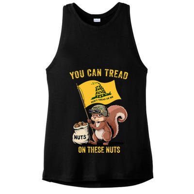 You Can Tread On These Nuts Patriotic Squirrel Funny Meme Ladies PosiCharge Tri-Blend Wicking Tank