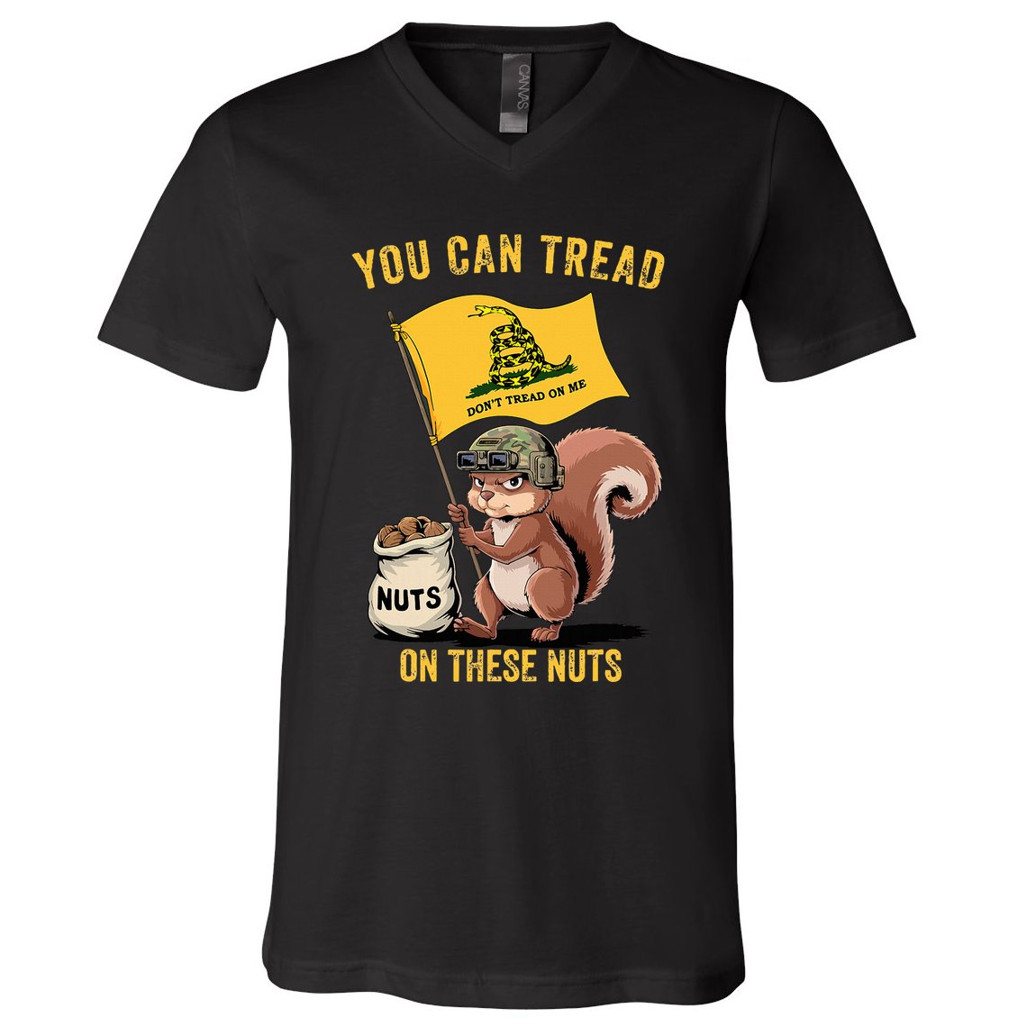 You Can Tread On These Nuts Patriotic Squirrel Funny Meme V-Neck T-Shirt