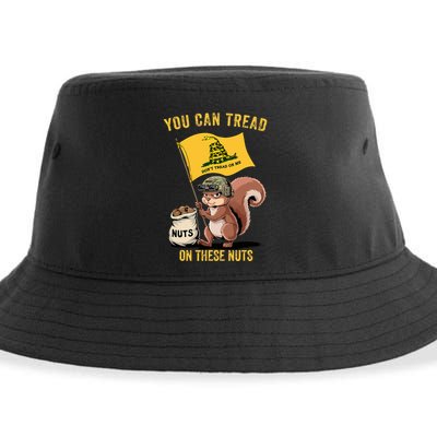 You Can Tread On These Nuts Patriotic Squirrel Funny Meme Sustainable Bucket Hat