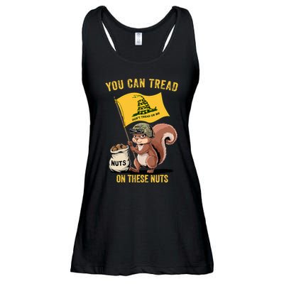 You Can Tread On These Nuts Patriotic Squirrel Funny Meme Ladies Essential Flowy Tank