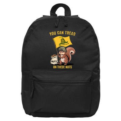 You Can Tread On These Nuts Patriotic Squirrel Funny Meme 16 in Basic Backpack