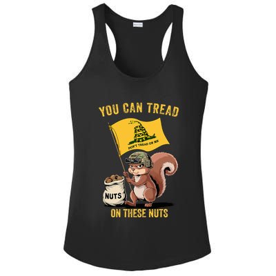You Can Tread On These Nuts Patriotic Squirrel Funny Meme Ladies PosiCharge Competitor Racerback Tank