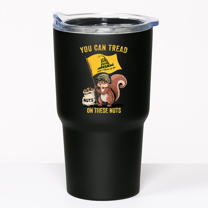 You Can Tread On These Nuts Patriotic Squirrel Funny Meme Tumbler