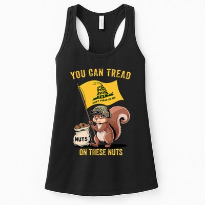 You Can Tread On These Nuts Patriotic Squirrel Funny Meme Womens Tank Top