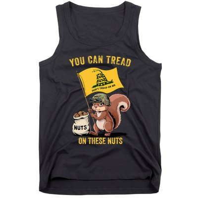 You Can Tread On These Nuts Patriotic Squirrel Funny Meme Tank Top