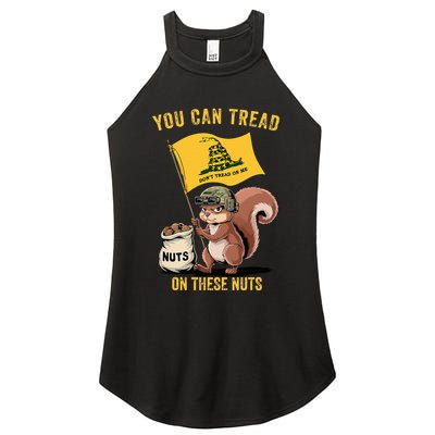 You Can Tread On These Nuts Patriotic Squirrel Funny Meme Women's Perfect Tri Rocker Tank