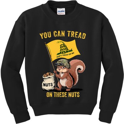 You Can Tread On These Nuts Patriotic Squirrel Funny Meme Kids Sweatshirt