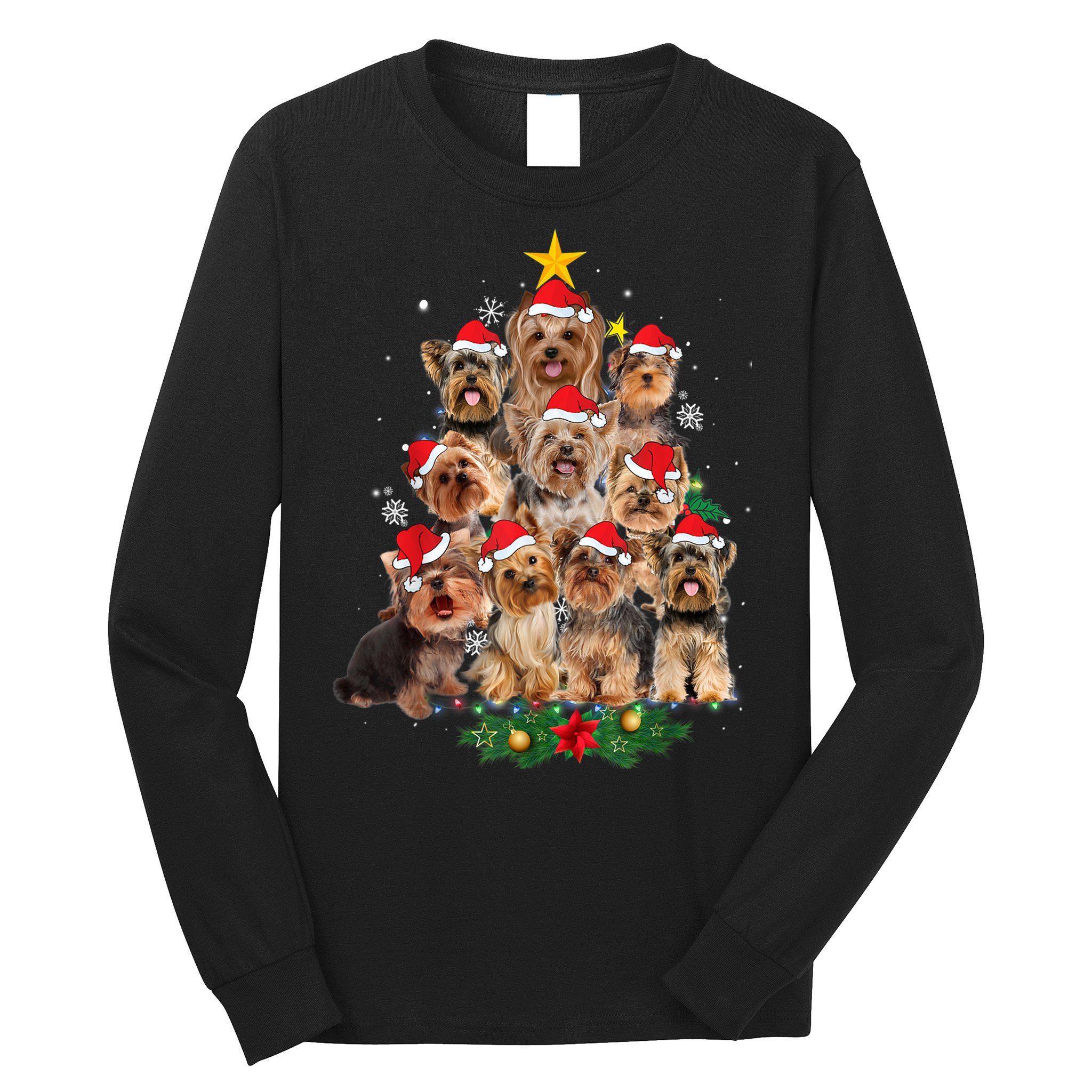 Yorkie Christmas Tree Funny Xmas Gifts For Yorkie Dog Lover TShirt Long Sleeve Shirt