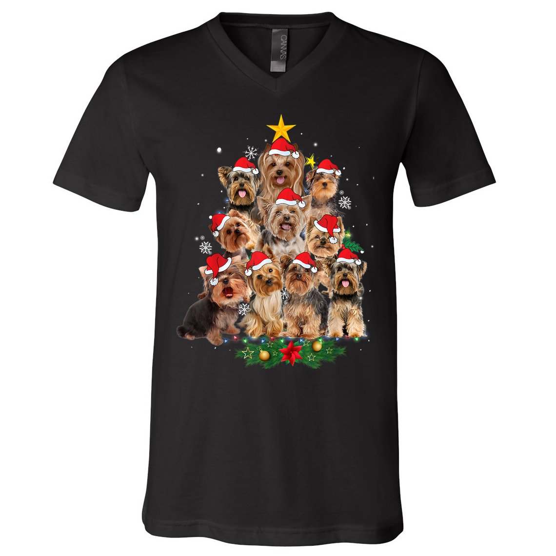 Yorkie Christmas Tree Funny Xmas Gifts For Yorkie Dog Lover TShirt V-Neck T-Shirt