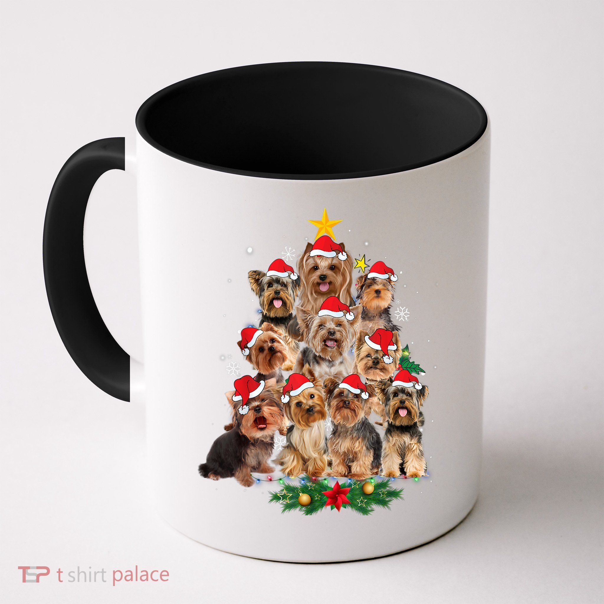 Yorkie Christmas Tree Funny Xmas Gifts For Yorkie Dog Lover TShirt Mug