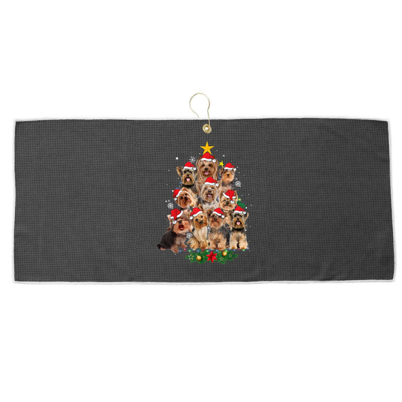 Yorkie Christmas Tree Funny Xmas Gifts For Yorkie Dog Lover TShirt Large Microfiber Waffle Golf Towel