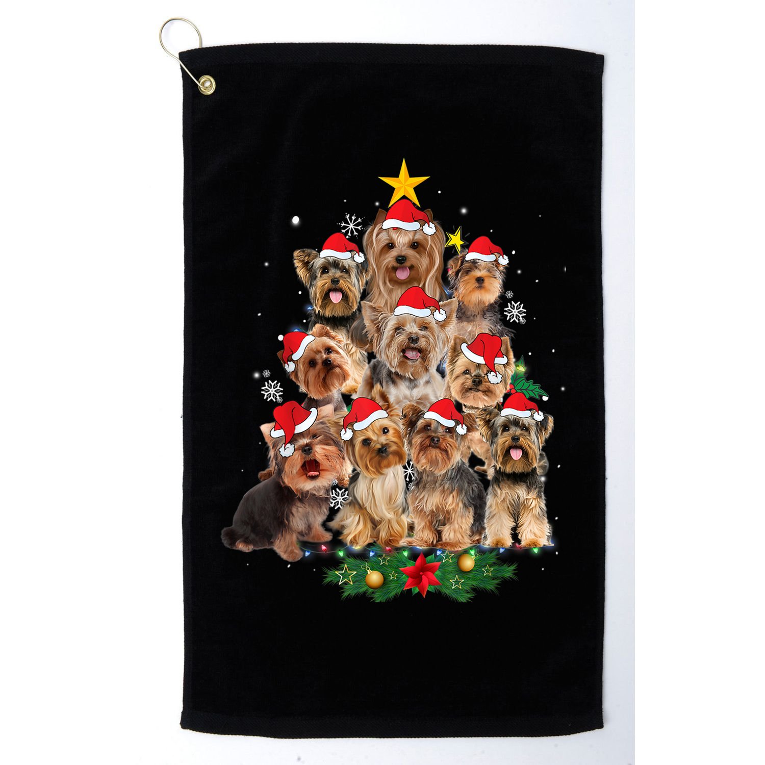 Yorkie Christmas Tree Funny Xmas Gifts For Yorkie Dog Lover TShirt Golf Towel