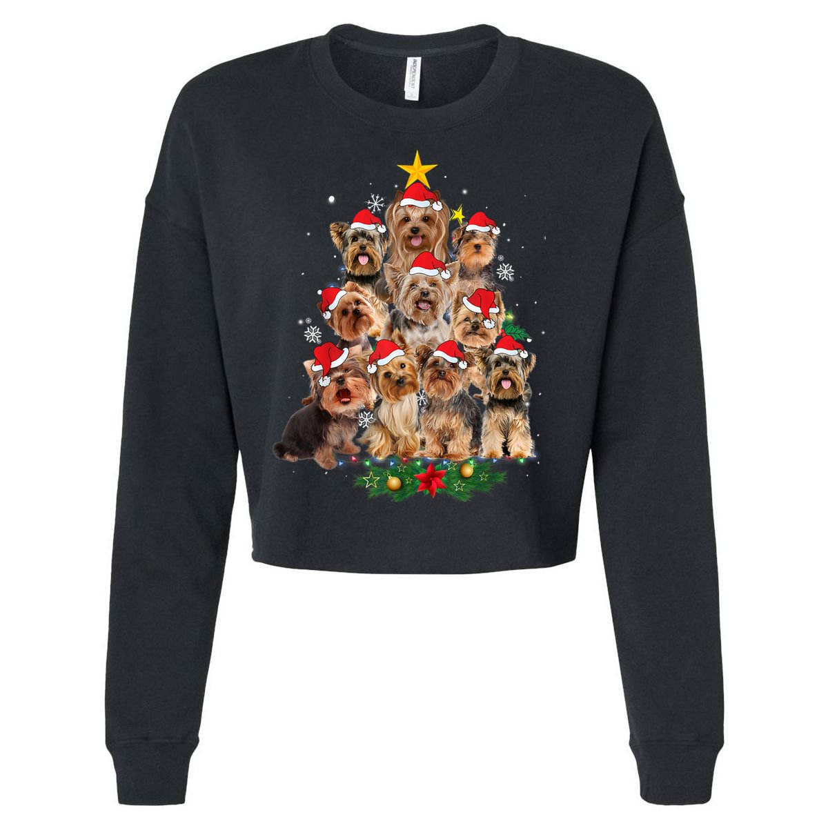 Yorkie Christmas Tree Funny Xmas Gifts For Yorkie Dog Lover TShirt Cropped Pullover Crew