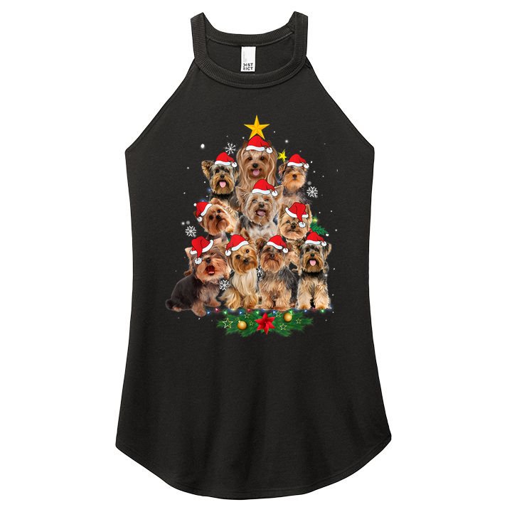 Yorkie Christmas Tree Funny Xmas Gifts For Yorkie Dog Lover TShirt Women's Perfect Tri Rocker Tank
