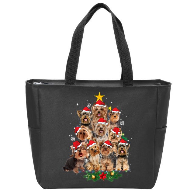 Yorkie Christmas Tree Funny Xmas Gifts For Yorkie Dog Lover TShirt Zip Tote Bag