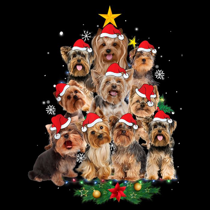 Yorkie Christmas Tree Funny Xmas Gifts For Yorkie Dog Lover TShirt Zip Tote Bag