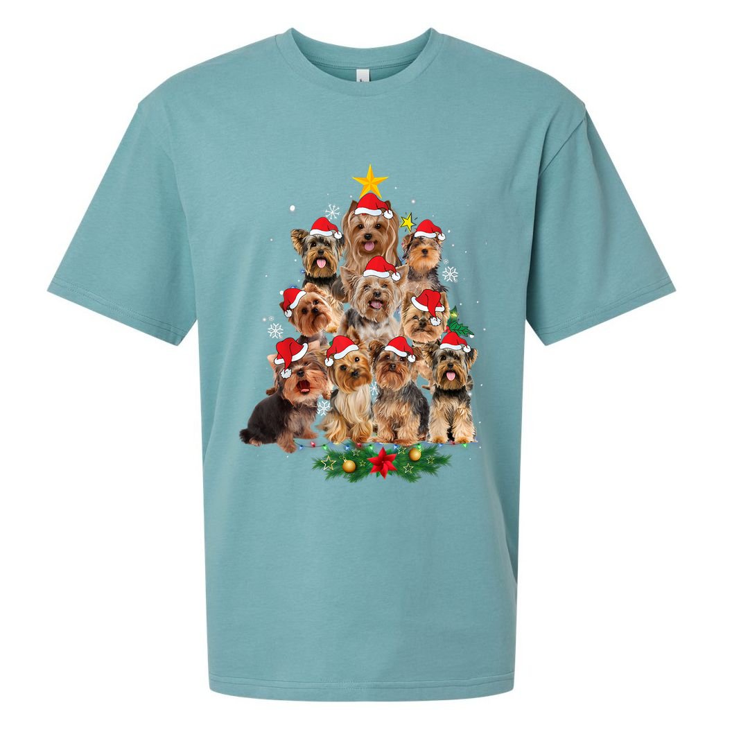 Yorkie Christmas Tree Funny Xmas Gifts For Yorkie Dog Lover TShirt Sueded Cloud Jersey T-Shirt