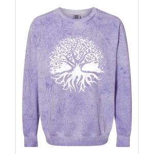 Yoga Circle Tree Of Life Distressed Graphic Spiritual Yoga Gift Colorblast Crewneck Sweatshirt