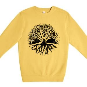 Yoga Circle Tree Of Life Distressed Graphic Spiritual Yoga Gift Premium Crewneck Sweatshirt