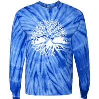 Yoga Circle Tree Of Life Distressed Graphic Spiritual Yoga Gift Tie-Dye Long Sleeve Shirt