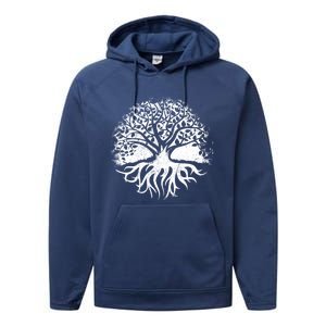 Yoga Circle Tree Of Life Distressed Graphic Spiritual Yoga Gift Performance Fleece Hoodie