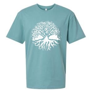 Yoga Circle Tree Of Life Distressed Graphic Spiritual Yoga Gift Sueded Cloud Jersey T-Shirt