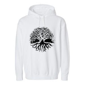 Yoga Circle Tree Of Life Distressed Graphic Spiritual Yoga Gift Garment-Dyed Fleece Hoodie