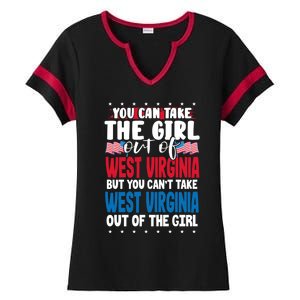 You Can Take The Out Of West Virginia American Flag Gift Ladies Halftime Notch Neck Tee