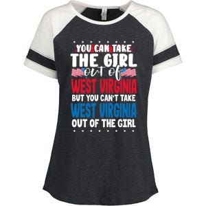 You Can Take The Out Of West Virginia American Flag Gift Enza Ladies Jersey Colorblock Tee